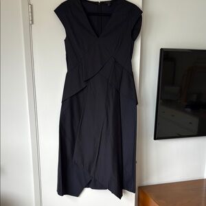 navy blue dress for baby girl COS Asymmetrical Hem Dress High Low Style Solid Black Side Pleated Size M  Women main image 1